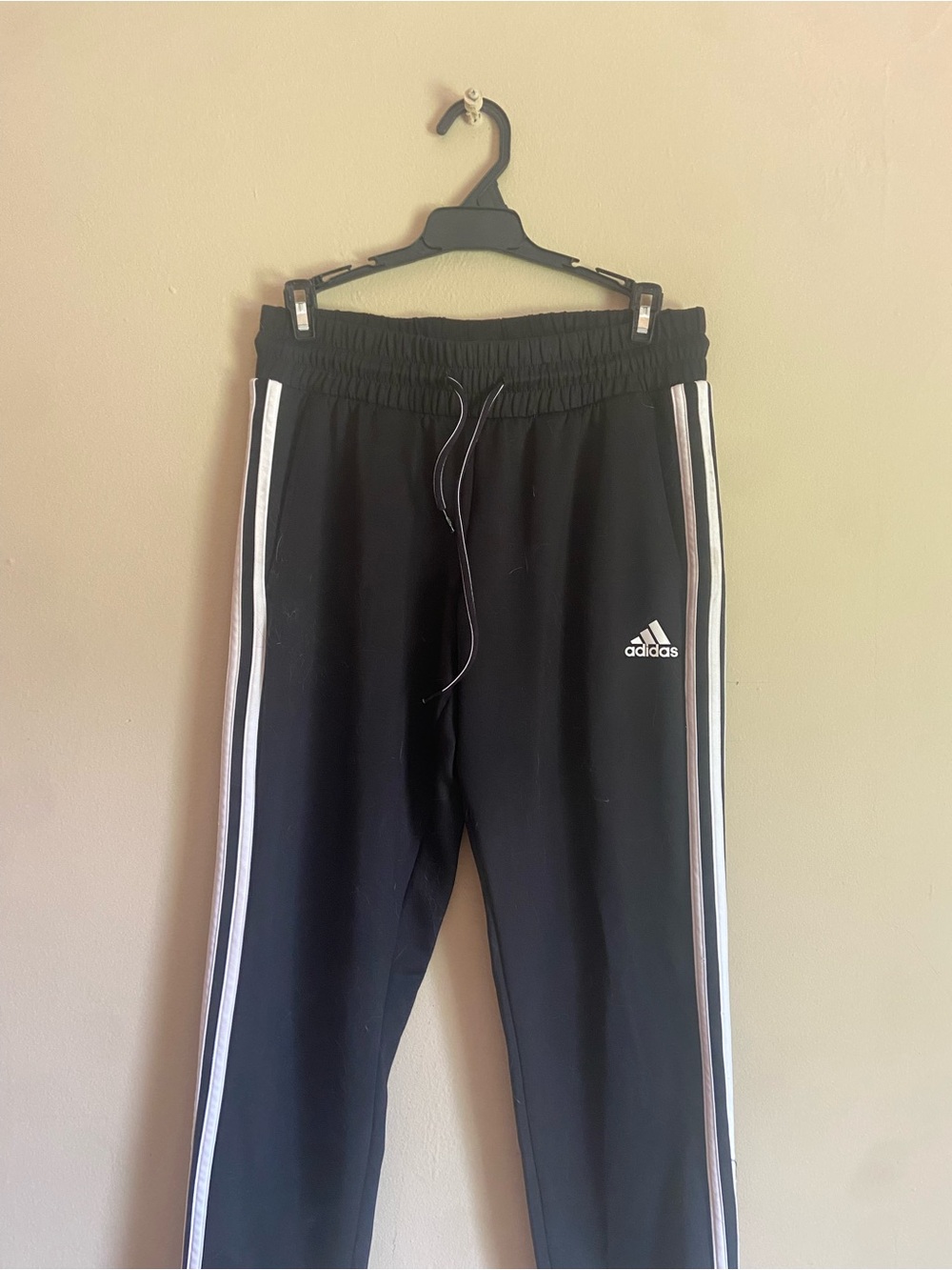 adidas Athleisure Sporty Blokecore Gymwear Black Joggers with White Side Stripes